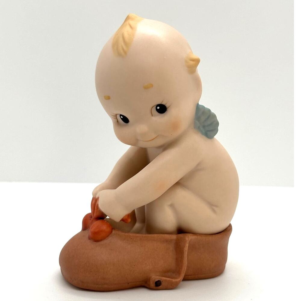 VTG 1992 Enesco Rose O'Neill Porcelain Kewpie Doll Figurine, Baby in a Shoe